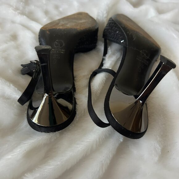 St John Black Sparkle Slingback Womens 6.5 Pointed Toe Made in Italy VINTAGE - Picture 10 of 10